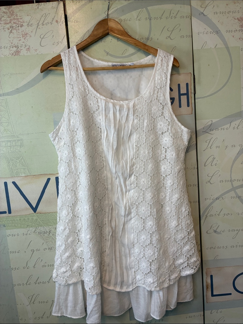 RETRO THREADS Women's White Lace Layered Dress/Top SZ XL